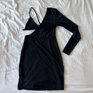 Black Asymmetric One-Shoulder Dress